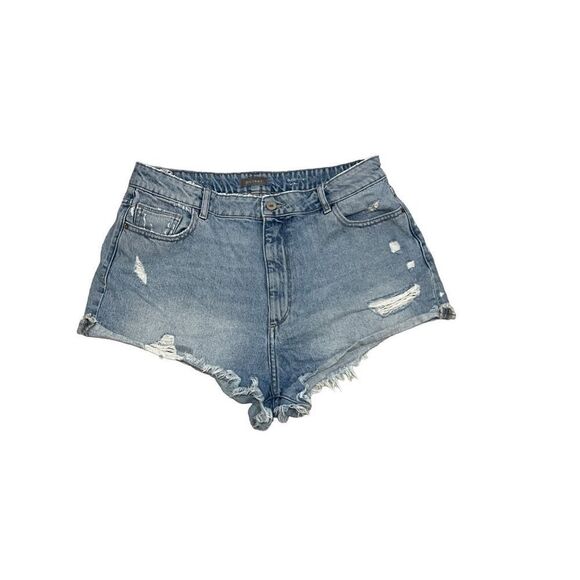 DL1961 Cleo High Rise Lapis Distressed Shorts Size 32 - Picture 2 of 6